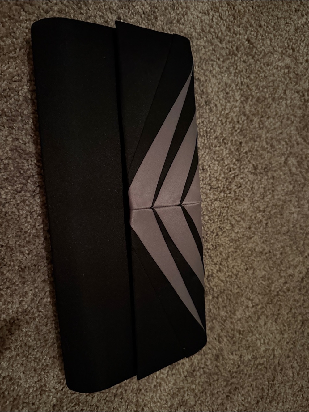 Black and Silver Satin Fold-Front Clutch